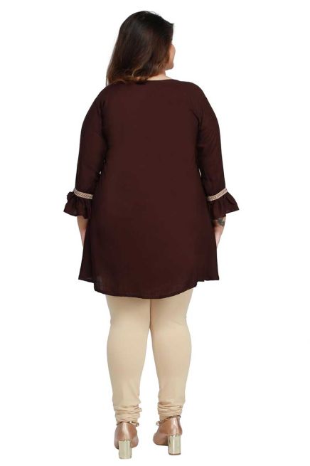 Coffee Plus Size Short Kurti with Stylish Sleeve Pattern Regular Fit for Casual Outings Sizes 1XL 4XL Manufacturers  in Delhi