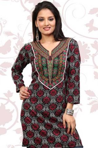 Multicolor Emboidery Patch Work Kurti With Chiffon Sleeve Sizes S to XL Manufacturers, Suppliers, Exporters in Delhi