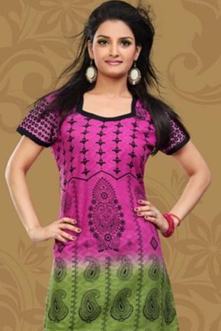 Multicolor Spun Butta Printed Short Tunics Kurtis Half Sleeves Sizes S to XL Manufacturers, Suppliers, Exporters in Delhi