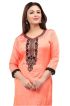 Nylon Silk Peach Color with Black Embroidered Neck Short Kurti with Full Sleeves for Casual Wear Sizes S to XL Manufacturers  in Delhi