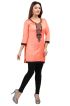 Nylon Silk Peach Color with Black Embroidered Neck Short Kurti with Full Sleeves for Casual Wear Sizes S to XL Manufacturers  in Delhi