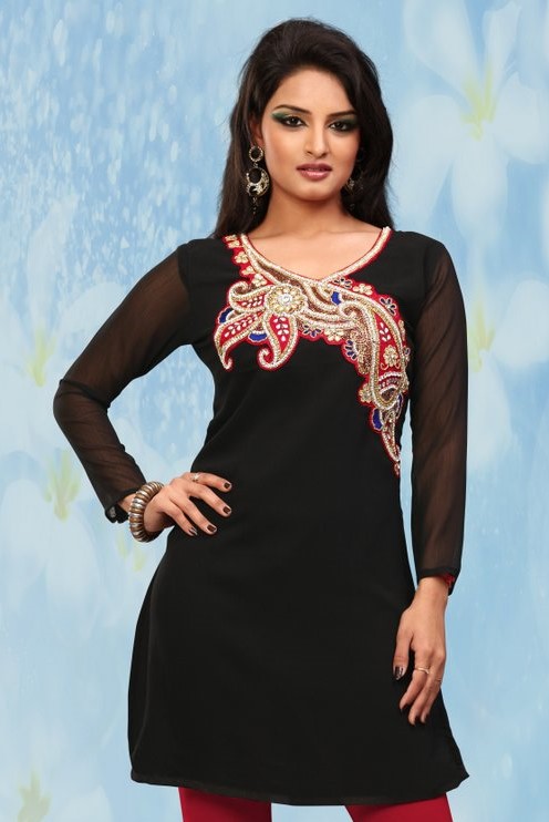 Atyatah Women's Embroideried Kurti with Pant Set In Chiffon Fabric With Top  Class Stitching.