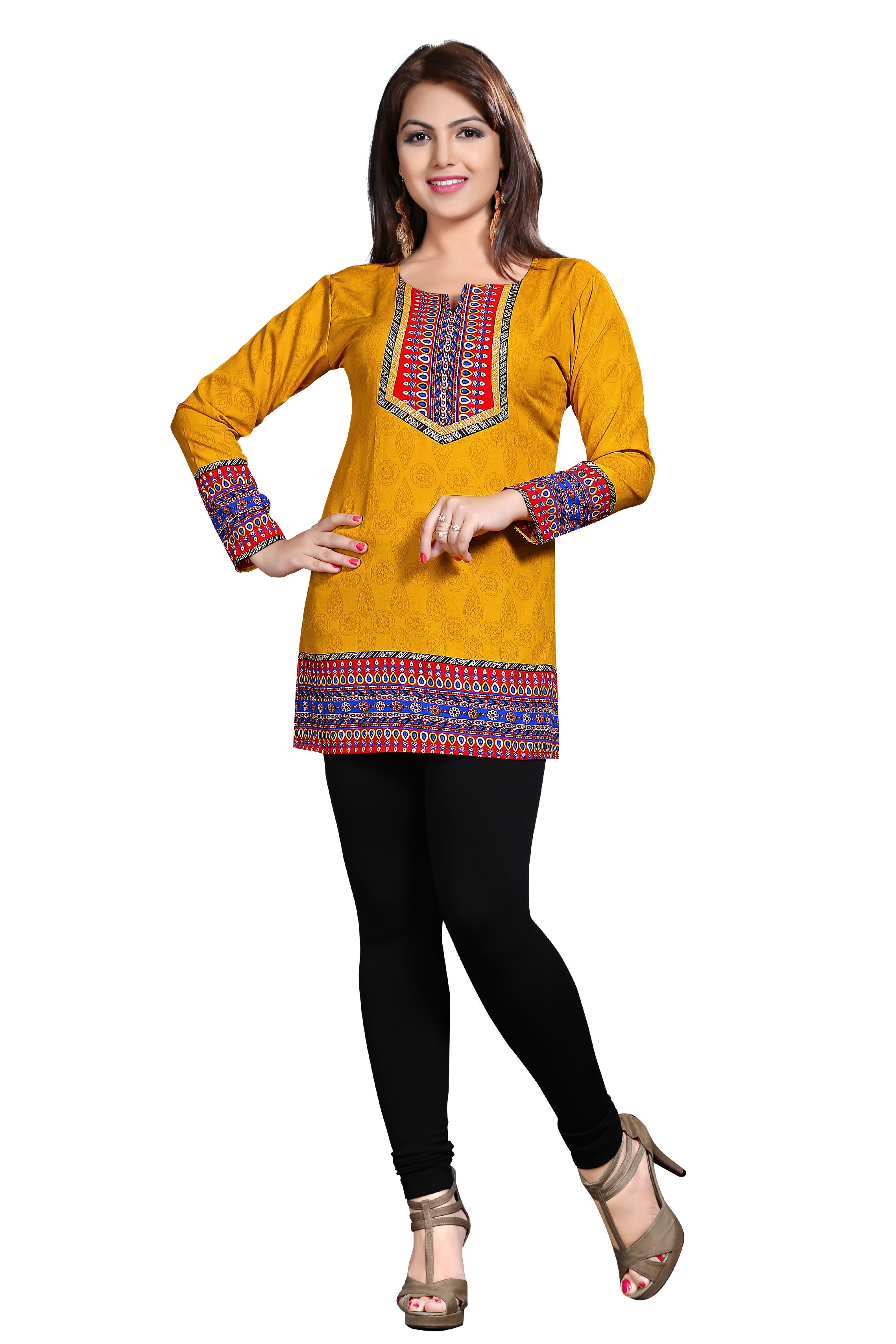 Yellow Hand Print Kurtis Online Shopping for Women at Low Prices